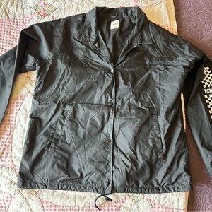 Vans Off The Wall Black Youth Unisex Windbreaker Collar Jacket XL